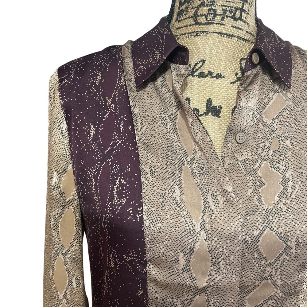 Equipment Femme Yvonet Button Down Blouse Top Brown Snakeskin Print Size Small - Picture 4 of 8